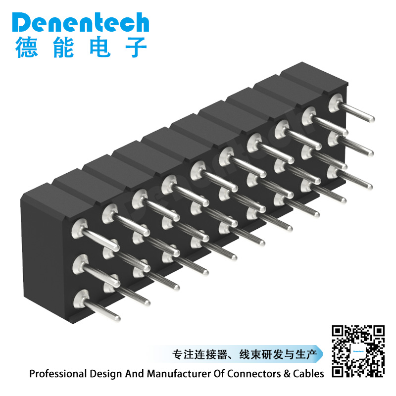 Denentech factory directly supply 2.54MM machined female header H4.20xW7.62 triple row straight round female headers 